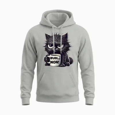 Funny Introvert Black Cat Unisex Hoodie - Ash