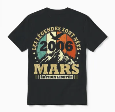 Les Légendes Sont Nées En Mars 2006, Anniversaire 20 Ans Unisex T-Shirt - Black