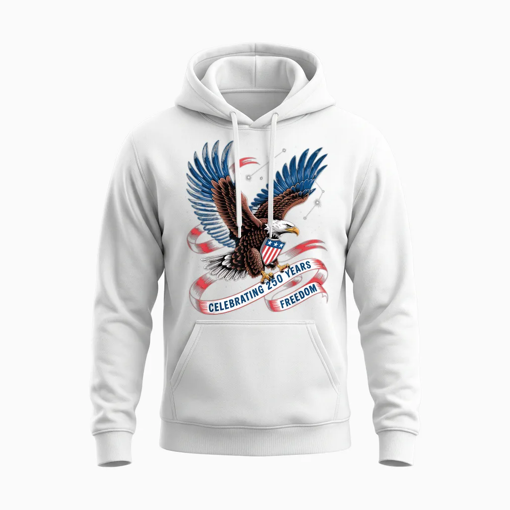 250 Years America Anniversary Usa 250th Birthday Apparel Unisex Hoodie in White