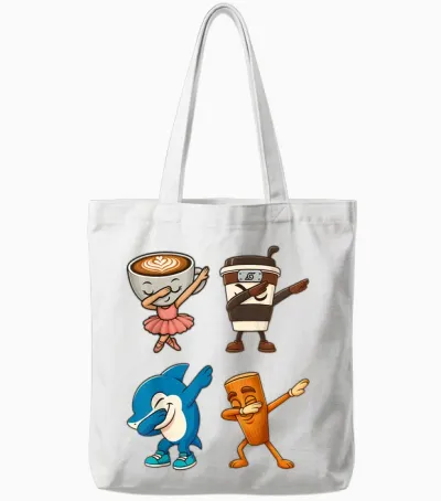 Dabbing Cute Italian Brainrot Meme Character Kids Boys Girls Tote Bags - White