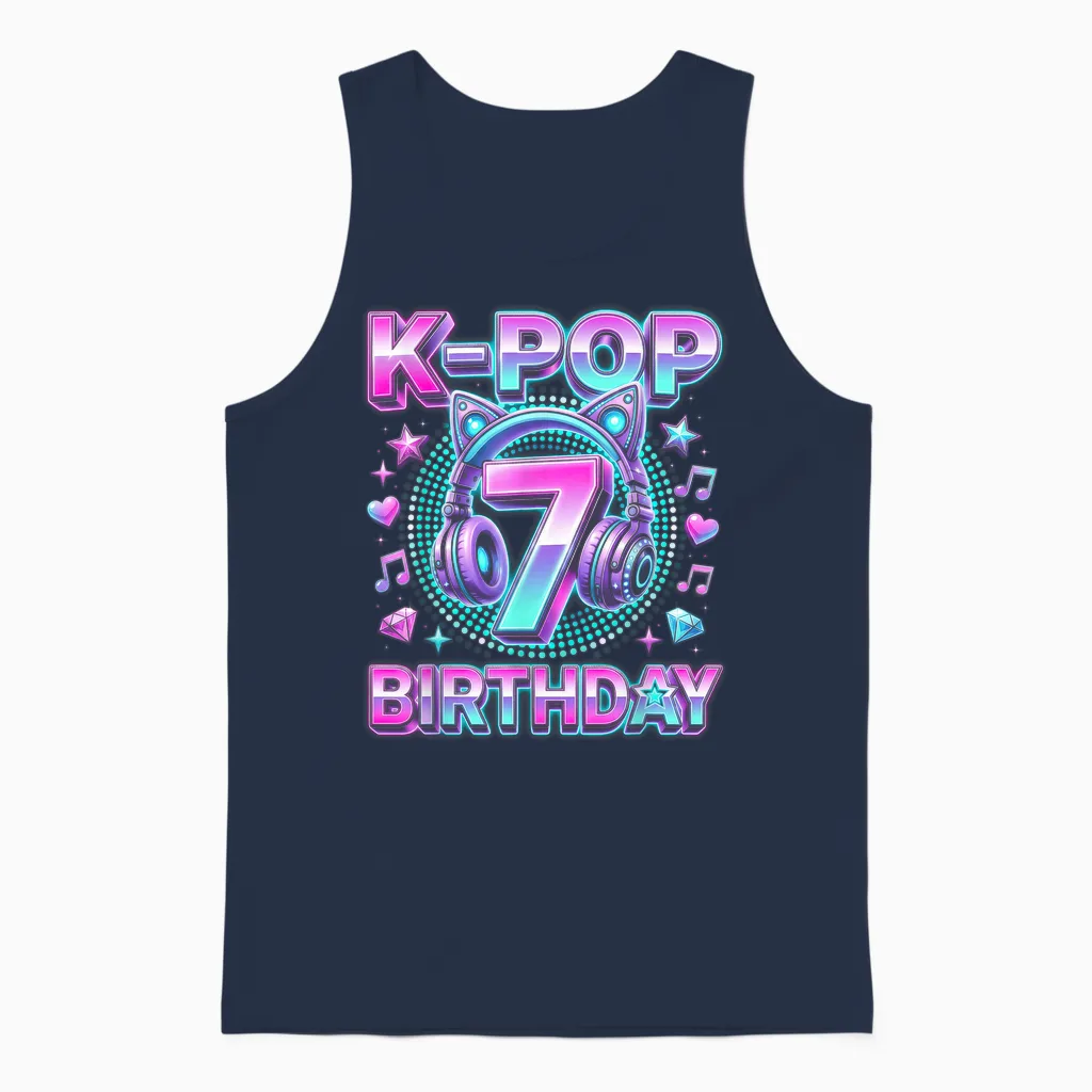 K-Pop 7. Geburtstag Mädchen 7 Jahre Alt Koreanische Musik Unisex Tank Top in Navy