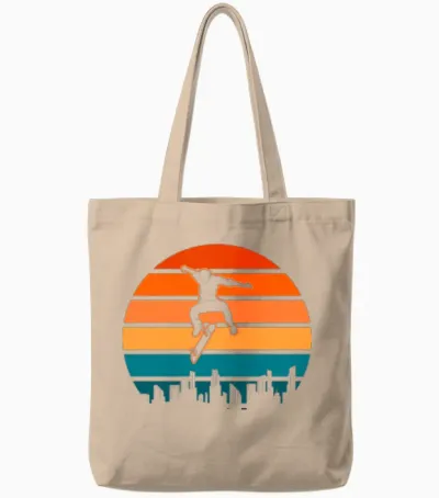 Boy Skater Retro Skateboarding Tote Bags - Natural