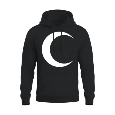Crescent Moon Unisex Hoodie - Black