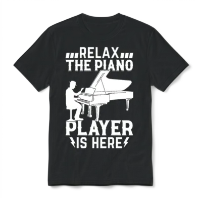 Relax the Piano Player Is Here - Piano Player Pian Unisex T-Shirt - Black