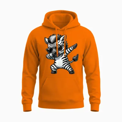 Dabbing Zebra Funny Zebra on Dabben Gift Zebra T-Shirt, Black Unisex Hoodie - Safety Orange