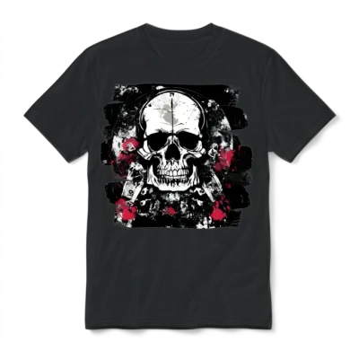 Skull Trash Polka Heavy Metal Rock Unisex T-Shirt - Black