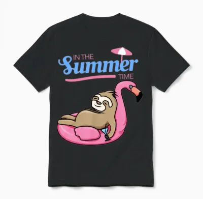 Funny Sloth Summer Unisex T-Shirt - Black