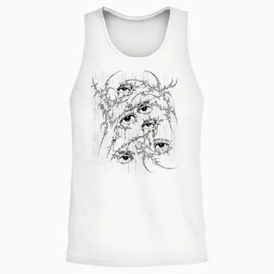 Grunge Eys Y2k Goth Alt Sigilism Vintage Graphic Unisex Tank Top - White