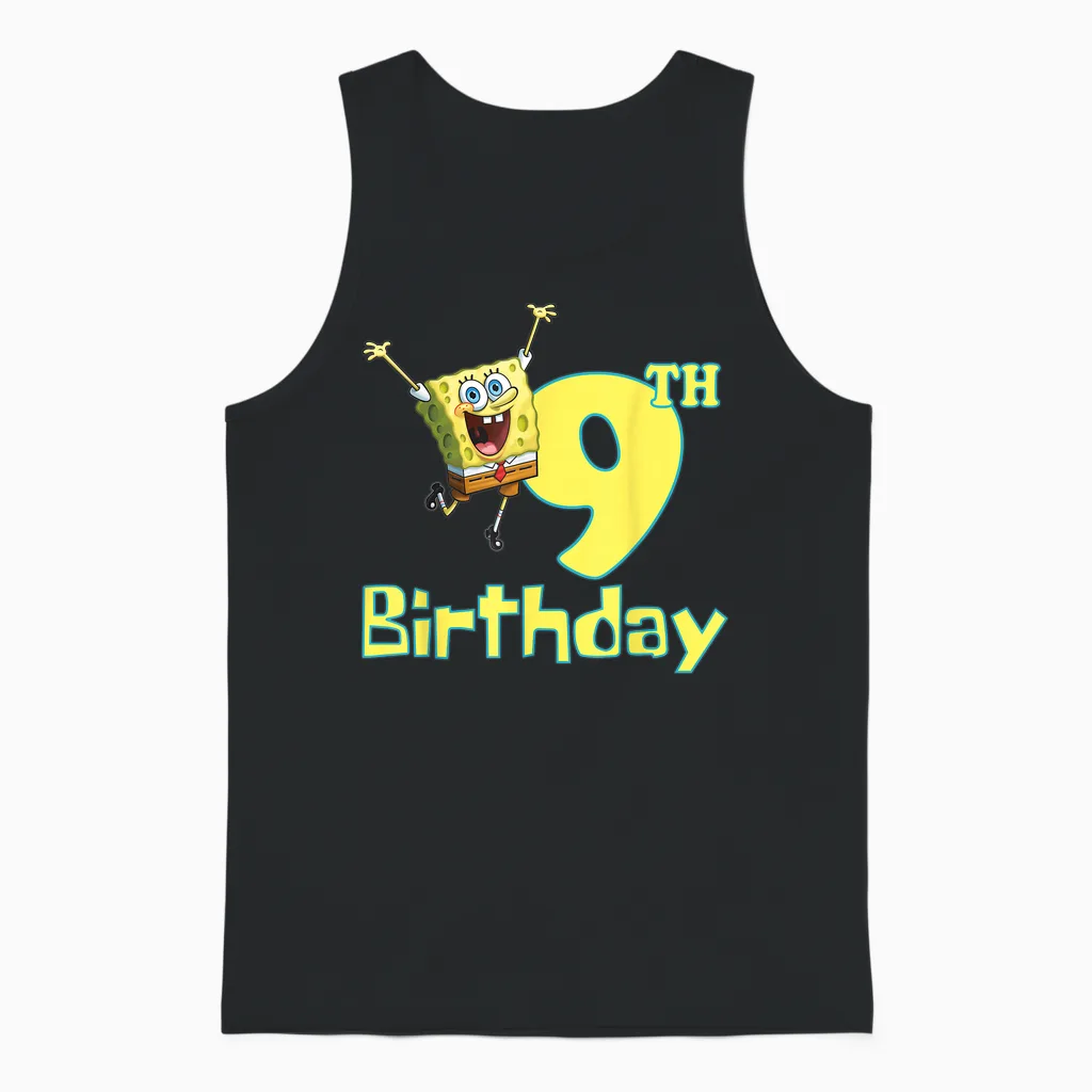 Mademark X Spongebob Squarepants - Spongebob Squarepants 9th Birthday Unisex Tank Top in Black