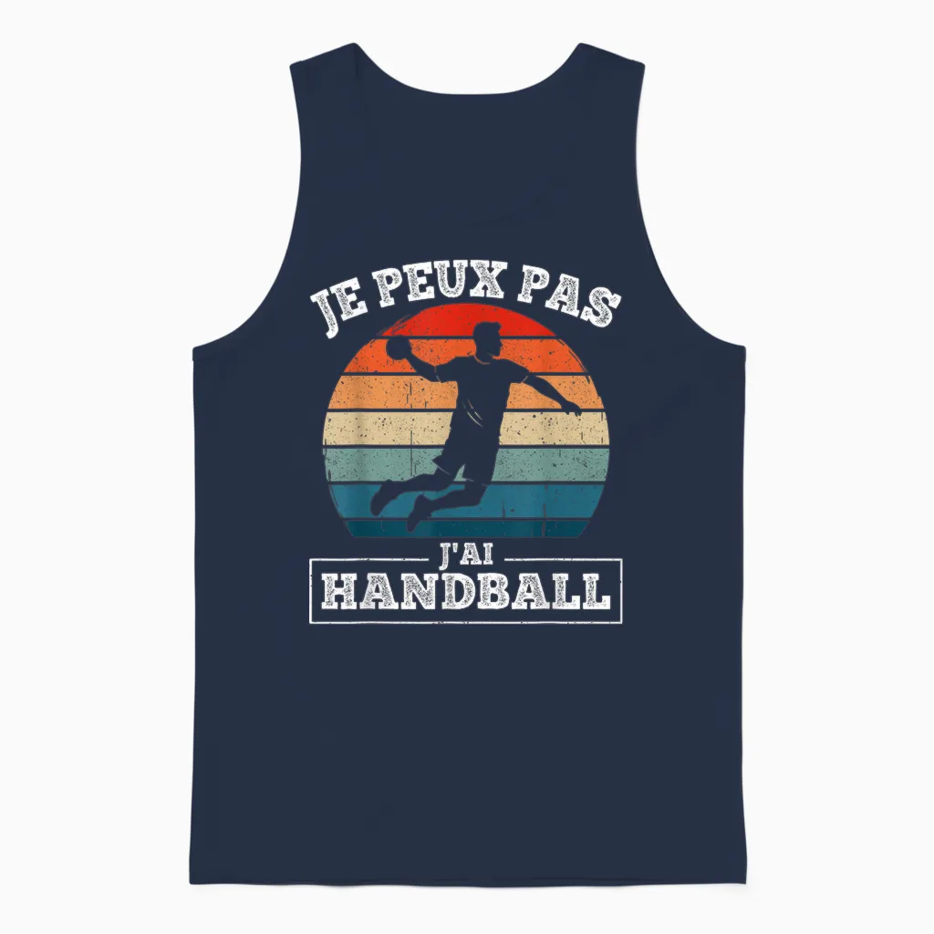 Je Peux Pas J'ai Handball Humour Handball Player Hand Fan Unisex Tank Top in Navy