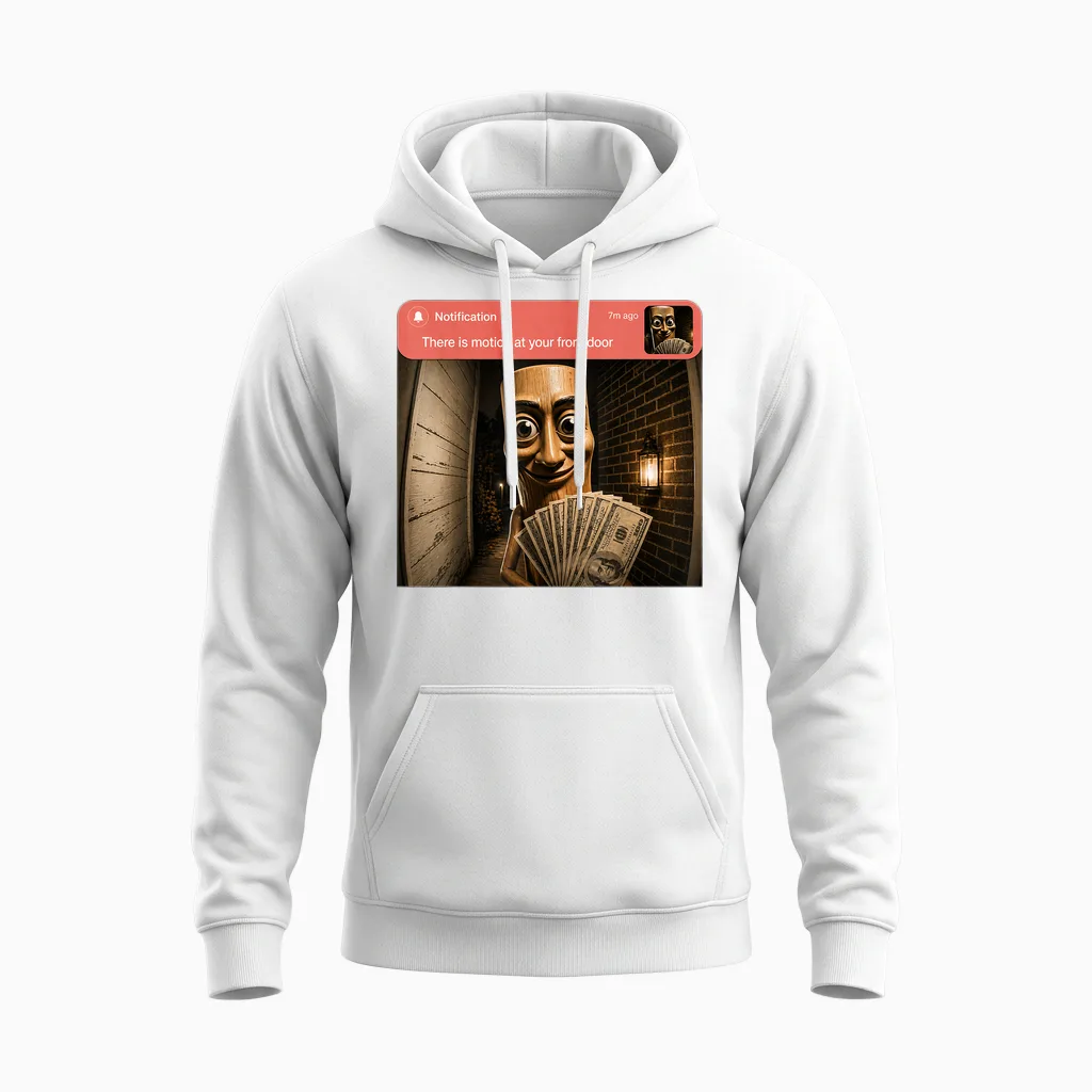 There Is Motion at Your Front Door Tung Tung Tung Sahur Meme Unisex Hoodie in White