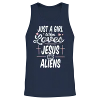 Christian Christianity Humor Alien Jesus Unisex Tank Top - Navy – 2