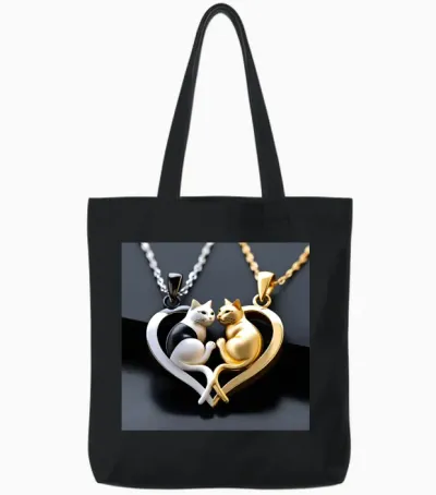 Pendentif Chat En Argent Chat Tote Bags - Black