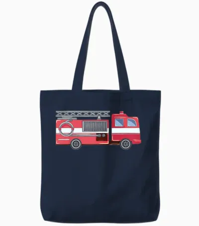 Feuerwehr T-Shirt Kinder Mit Rotem Feuerwehrauto Tote Bags - Navy