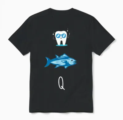 Fisherman Funny Rebus Teeth Tuna Gift Funny Man Fish T-Shirt, Black, S Unisex T-Shirt - Black
