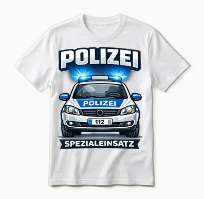 Kinder Polizei Spezialeinsatz Junge Polizeiauto 112 Unisex T-Shirt - White