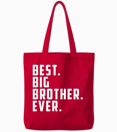 Best Big Brother Ever T-Shirt, Black, S Tote Bags - Red