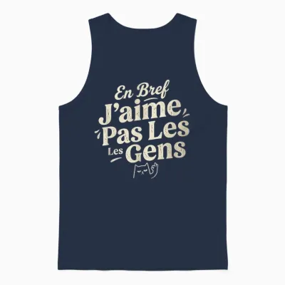 En Bref J'aime Pas Les Gens Drôle Cadeau Humoristique Humour Unisex Tank Top - Navy