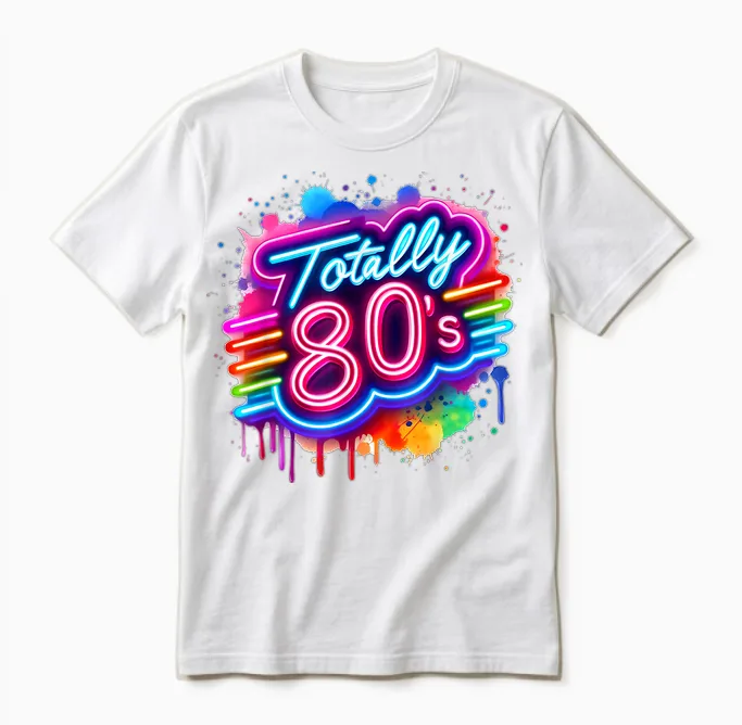 Retro 1980's Colorful Totally 80's Funny 80 Rave Theme Party Unisex T-Shirt in White