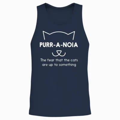 Purr a Noia Funny Cat Animal Unisex Tank Top - Navy