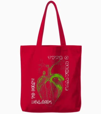 Type O Negative Heart You to Death T-Shirt, Black, S Tote Bags - Red