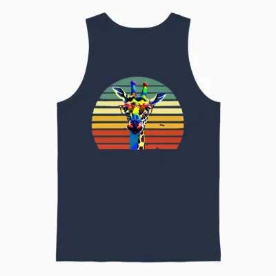 Giraffe Retro Colorful Unisex Tank Top - Navy