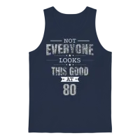80th Birthday Gift Retro Eighty 80 Years Looks Unisex Tank Top - Navy – 1