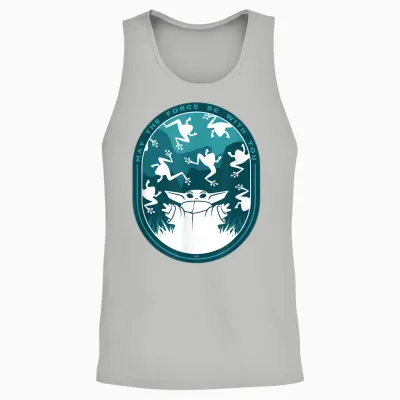 Star Wars the Mandalorian Grogu & Frogs May the Force Unisex Tank Top - Ash