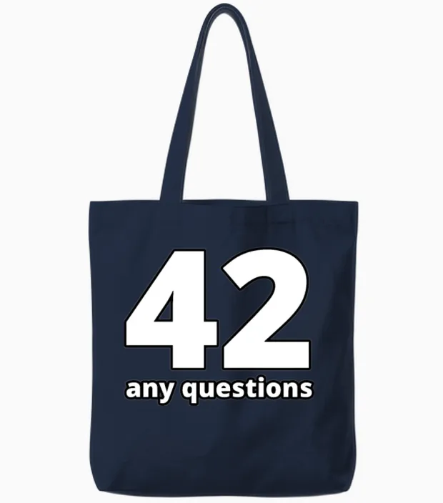 42 Any Questions Tote Bags in Navy