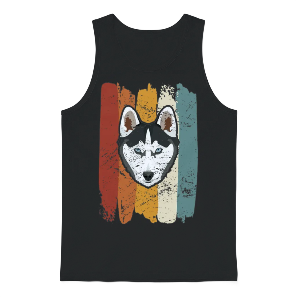 Smiling Husky Retro Unisex Tank Top - Black