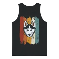 Smiling Husky Retro Unisex Tank Top - Black – 1