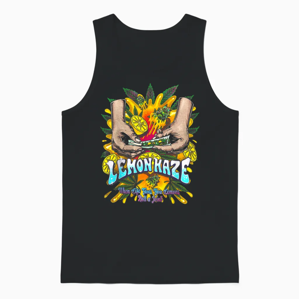 Lemon Haze Cannabis Marihuana Unisex Tank Top in Black