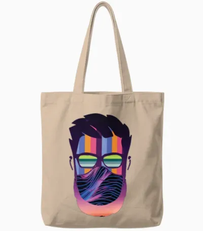 Gaming Retro Mask Man Tote Bags - Natural