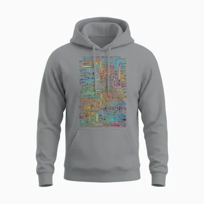 Colourful Art Graphic Motif Artwork T-Shirt, Black Unisex Hoodie - Sport Grey