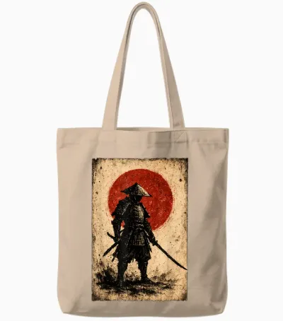 Vintage Samurai Art Japanese Fighter Samurai Tote Bags - Natural