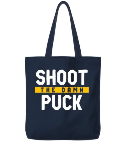 Shoot the Damn Puck Tote Bags - Navy