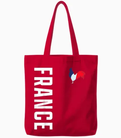 Frankreich Flagge Hahn Fan France Wappen Patriotisches Tote Bags - Red
