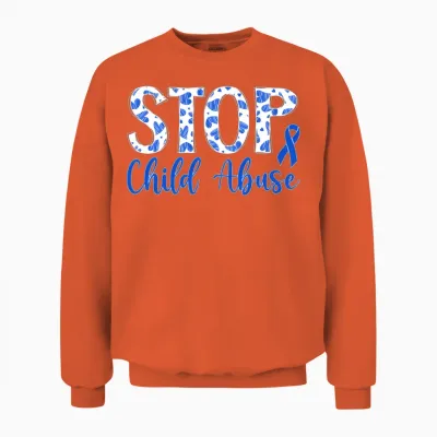 Stop Child Abuse Prevention Month Child Abuse Unisex Sweatshirt - Orange