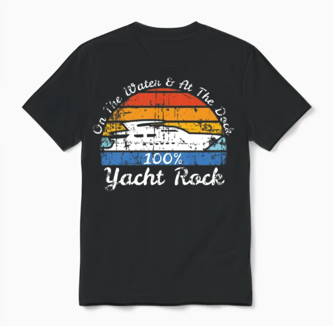 Distressed Retro Yacht Rock Unisex T-Shirt - Black