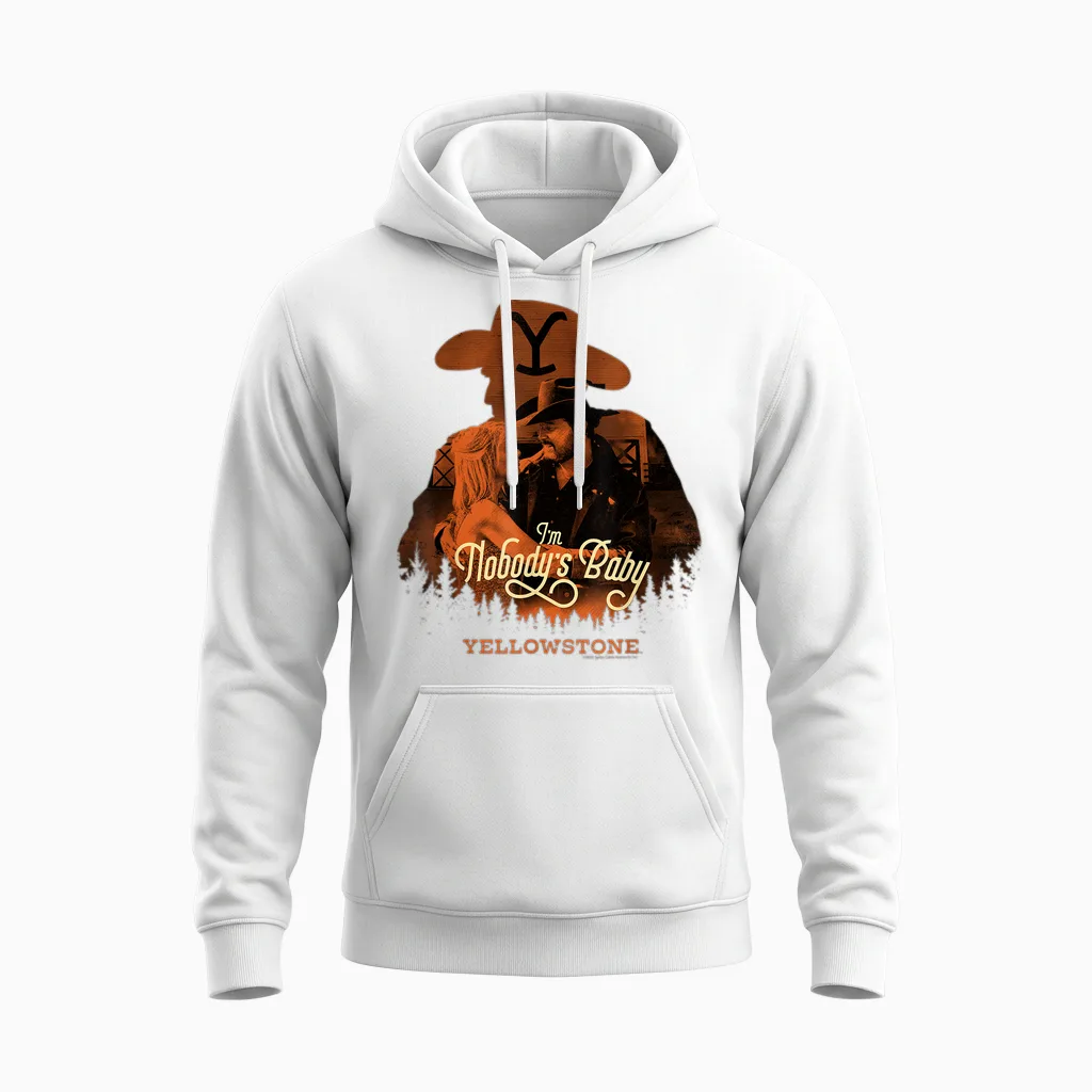 Yellowstone I'm Nobody's Baby Rip Wheeler Beth Dutton T-Shirt, Black, S Unisex Hoodie in White