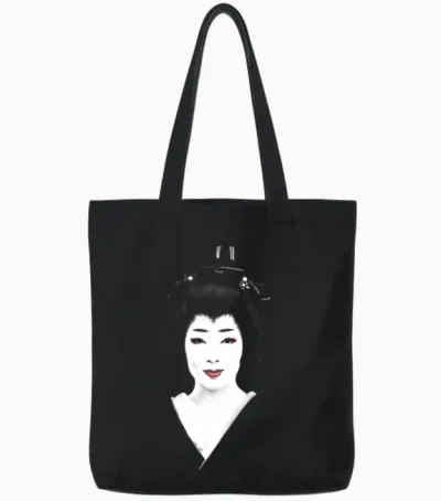 Japanese Geisha Tote Bags - Black