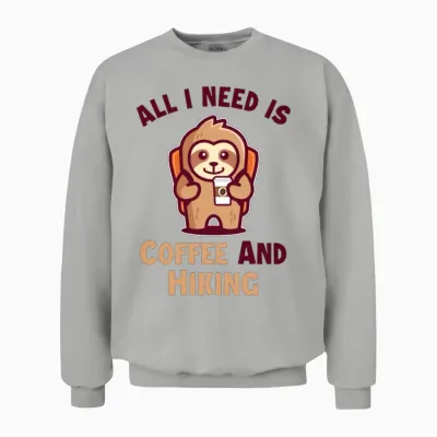 Coffee and Hiking Backpacking Outdoor Wander Unisex Sweatshirt - Ash