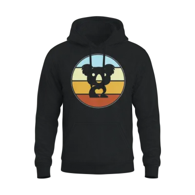 Koala Retro Unisex Hoodie - Black