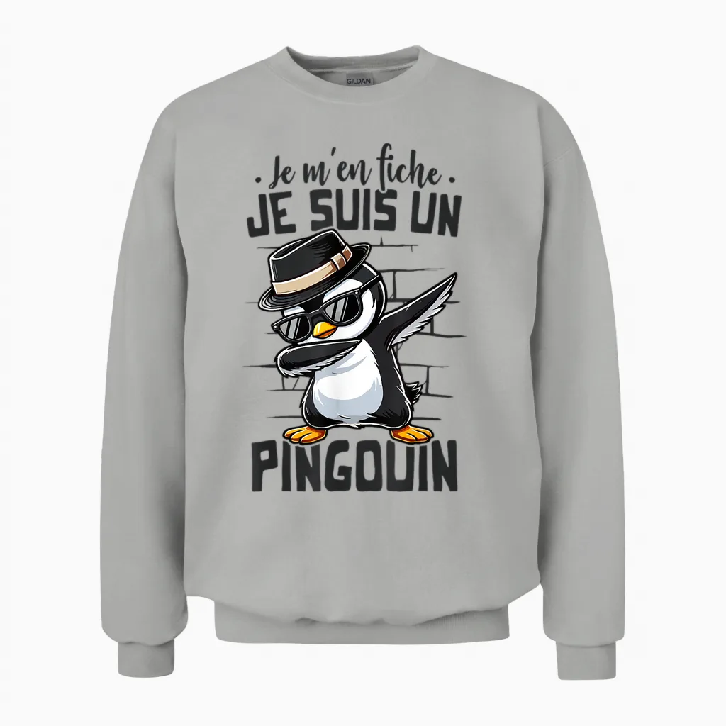 Penguin Funny Kids Girl Boy I Am Penguin T-Shirt, White, S Unisex Sweatshirt in Ash