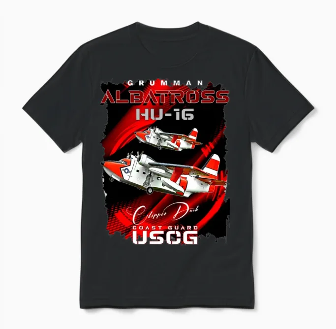 Grumman Hu-16 Albatross Coast Guard Aircraft Unisex T-Shirt in Black