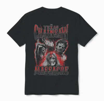 The Texas Chainsaw Massacre Blood Splatter Collage Horror Unisex T-Shirt - Black