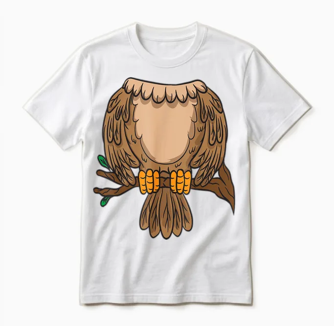 Funny Headless Owl Halloween Night Bird Costume Easy Outfit Unisex T-Shirt in White