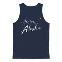 Alaska Flag Mountains Distressed State Unisex Tank Top - Navy – 1