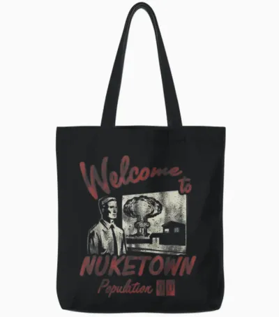 Call of Duty Welcome to Nuketown Population 00 Video Game Tote Bags - Black
