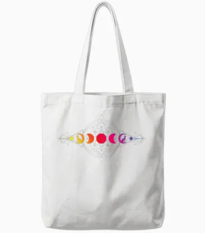 Psychedelic Acid Folk Trance Rock Edm Festival Goa Rave T-Shirt, Black Tote Bags - White